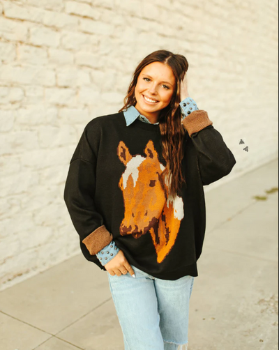 Old Money Palomino Horse Knit Sweater