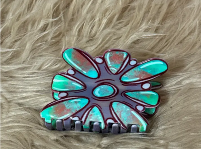 Stock photo of a close up of the Teri Turquoise Cluster Claw Clip.