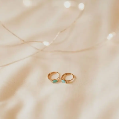 Wenda Gold & Turquoise Hoop Earring