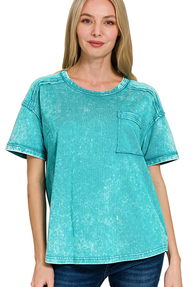 Aubrey Acid Washed T-Shirt [Turquoise]