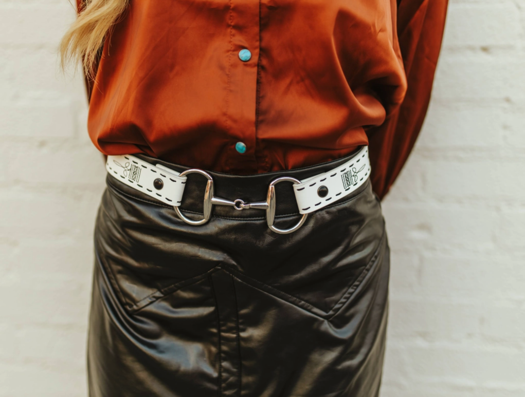 Tinsley Bit & Boot Stitch Belt [White]