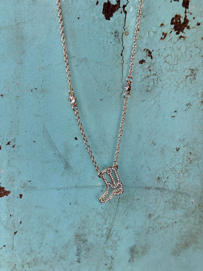 Seattle Gold Rhinestone Cowboy Boot Necklace