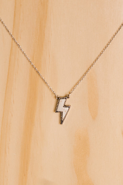 Seke Lightning Bolt Necklace [White]