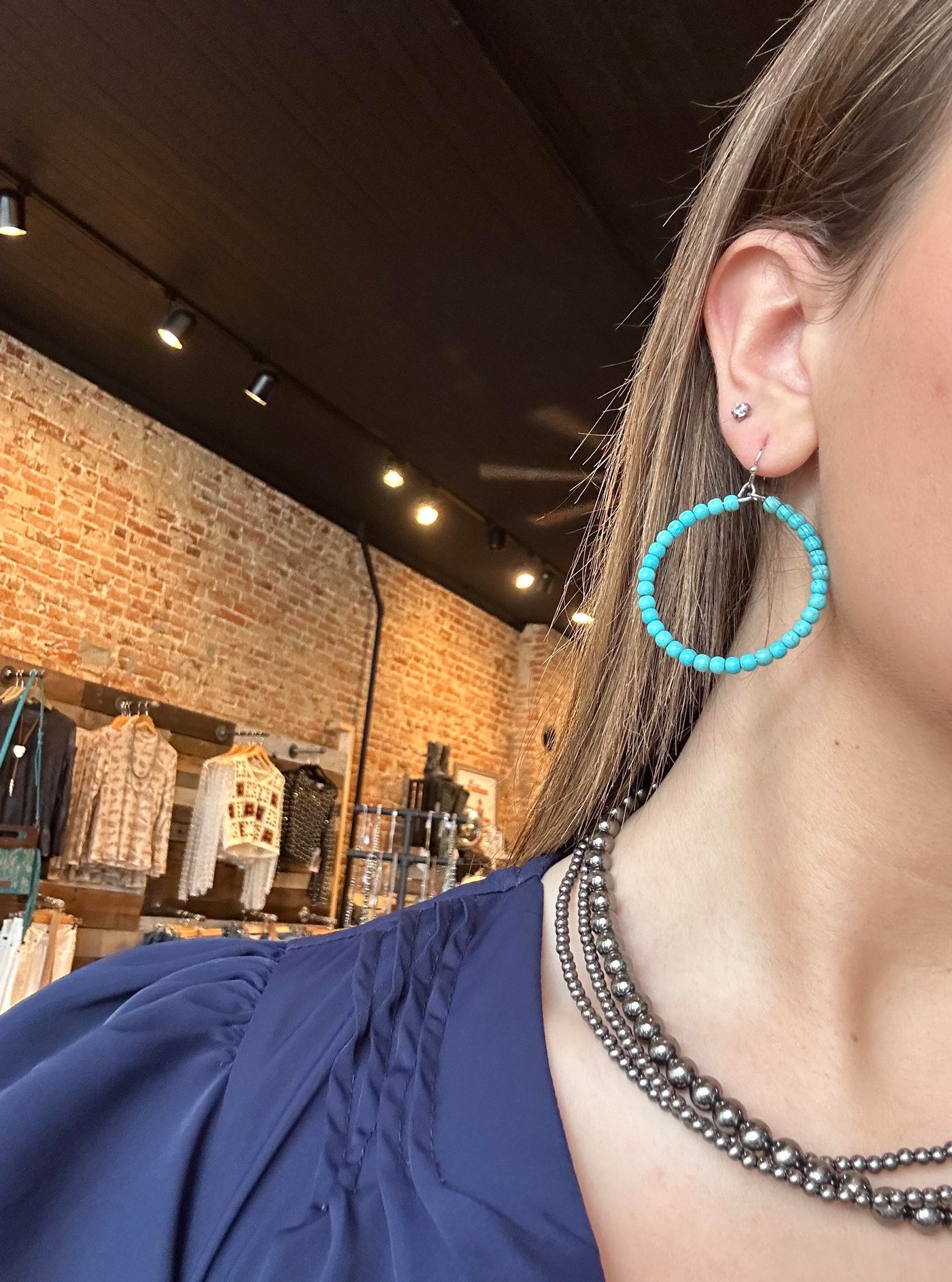 Shoshone Turquoise Hoop Earrings