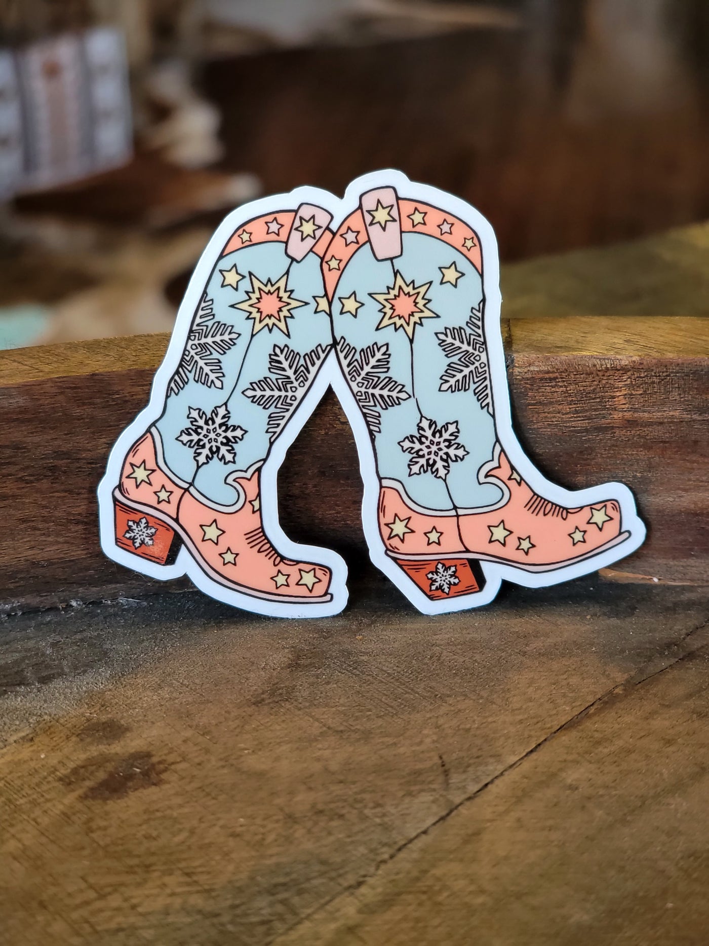 Snowflake Cowgirl Boots Sticker