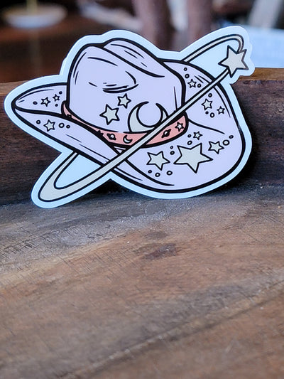Space Cowgirl Hat Sticker