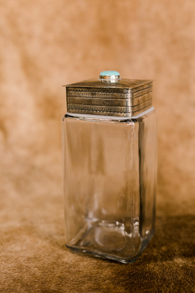 Sterling Silver Canister w/ Authentic Turquoise Nugget [Large]