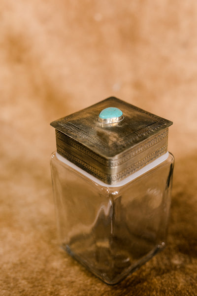 Sterling Silver Canister w/ Authentic Turquoise Nugget [Medium]