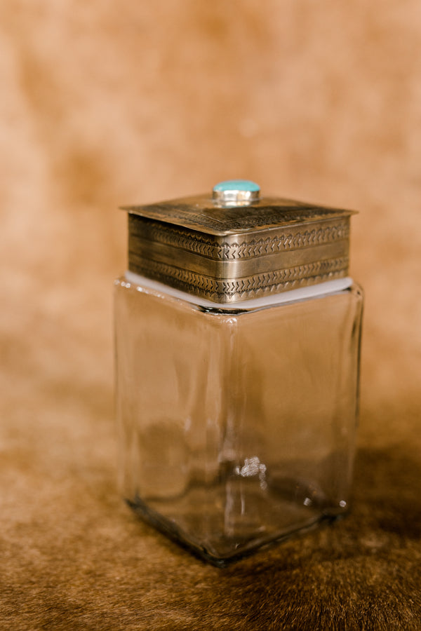 Sterling Silver Canister w/ Authentic Turquoise Nugget [Medium]