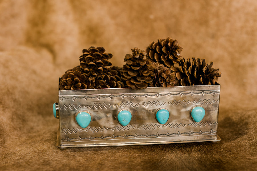 Sterling Silver & Turquoise Nugget Planter