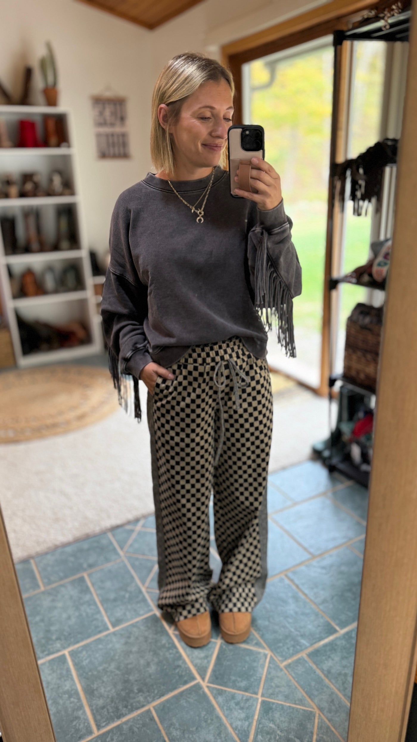 Talia Checkered Wide Leg Pants