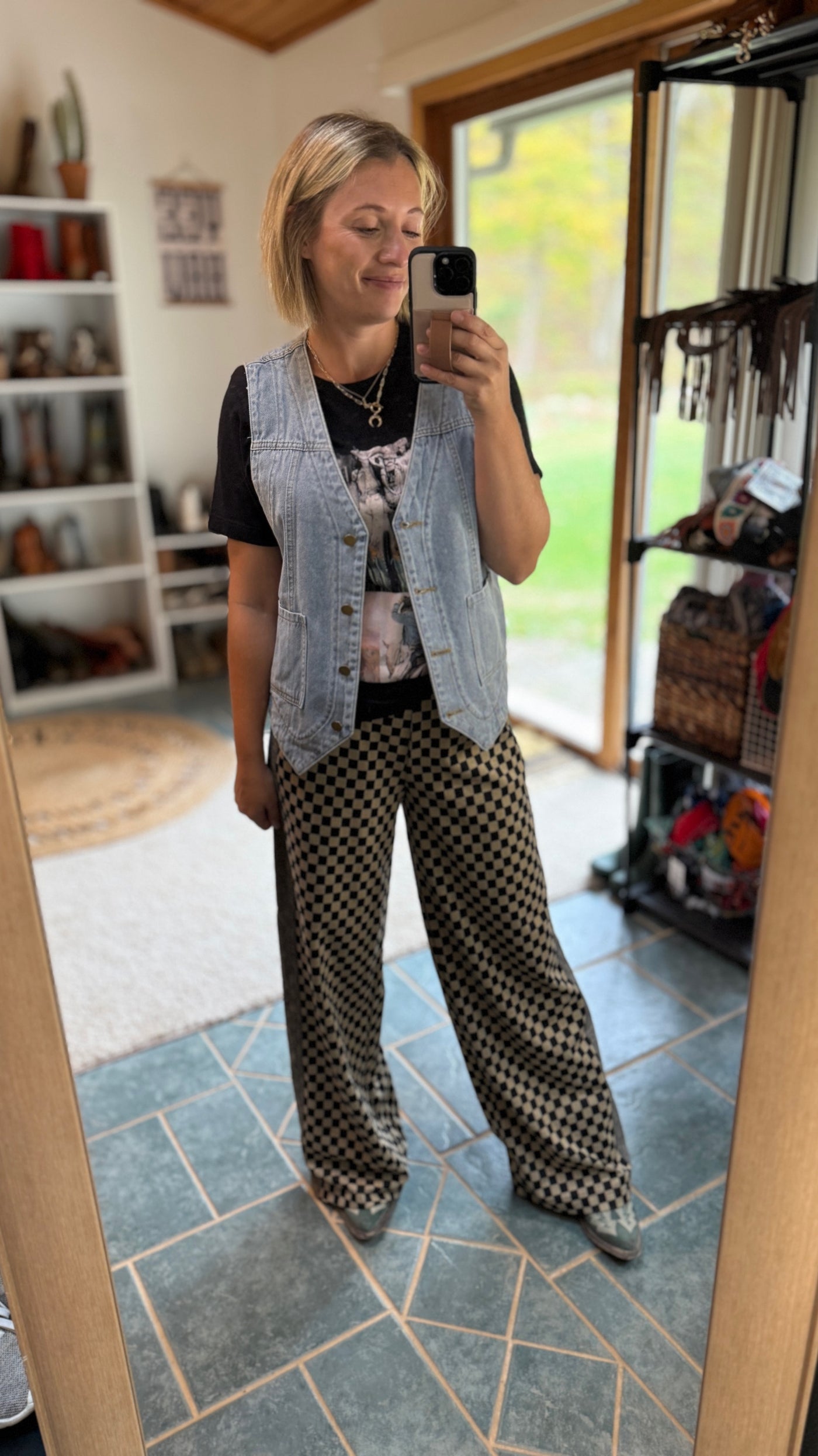 Talia Checkered Wide Leg Pants