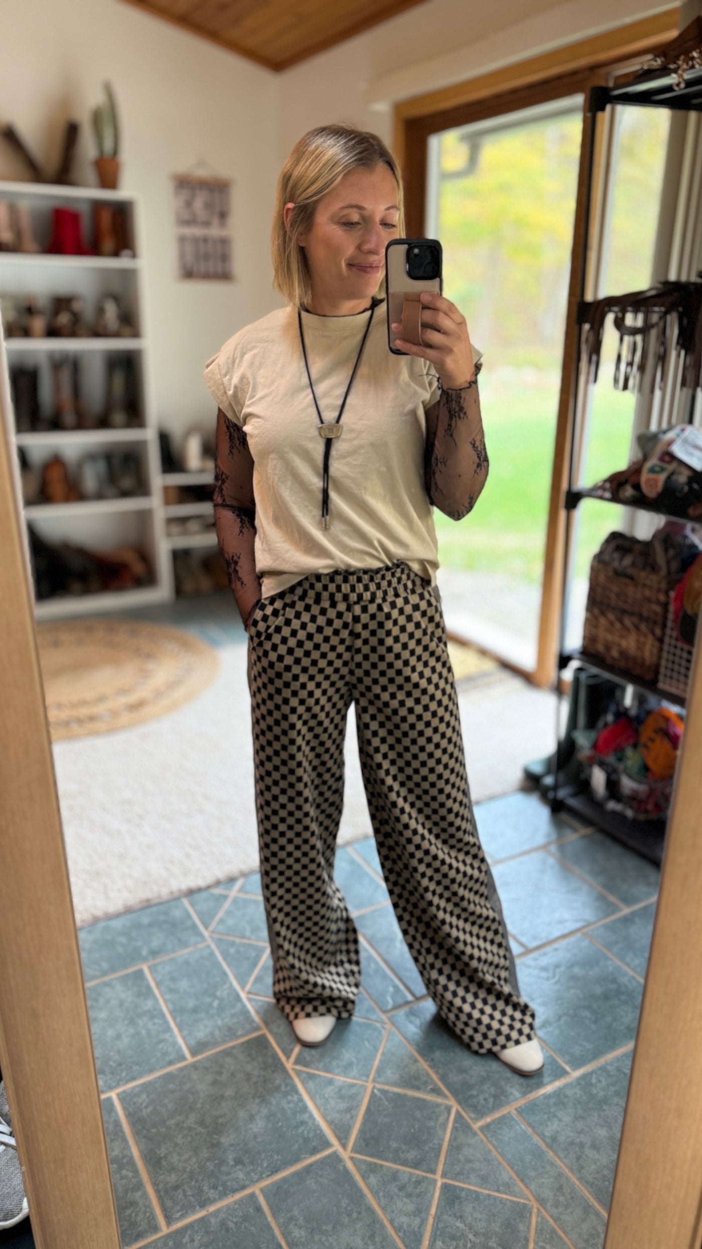 Talia Checkered Wide Leg Pants