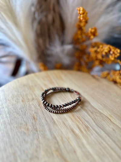 Effortless chic Theta Copper Faux Navajo Pearl Adjustable Bracelet makes the perfect Western Stocking Stuffer.