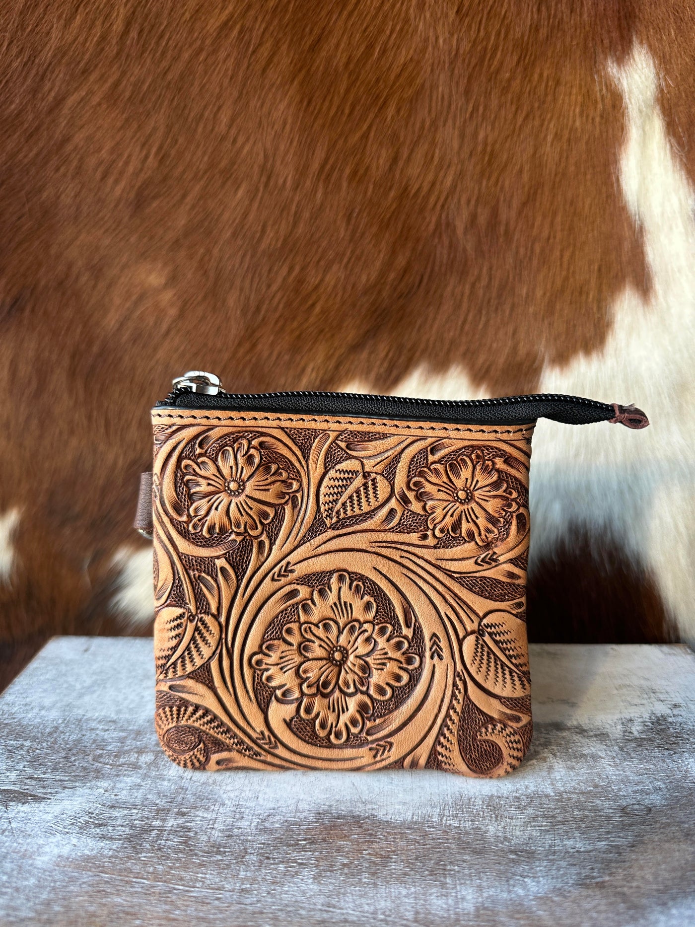 Tierney Tooled Leather Square Coin Purse