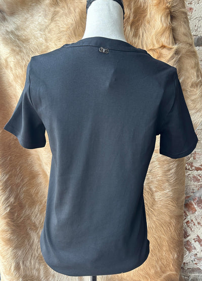 Back view of Tilly Turquoise Snap Shirt showing clean lines and lightweight fabric