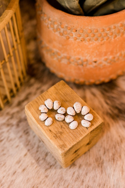 Handmade Torrington Clay Cluster Earring [White], designed in the USA, showcasing a unique cluster pattern and post-back design.