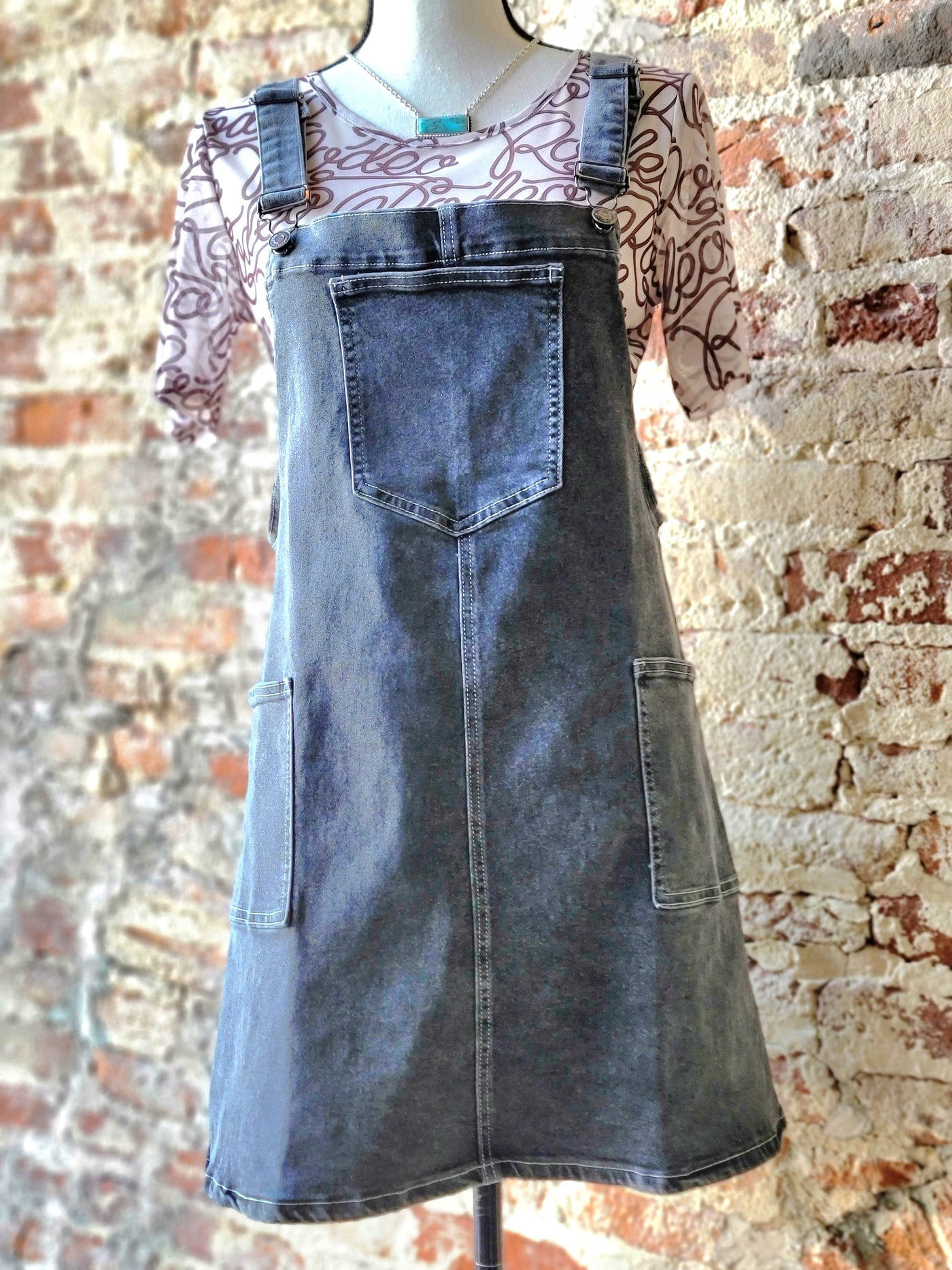 Trace Stretch Denim Overall Mini Dress ✜ON SALE NOW✜