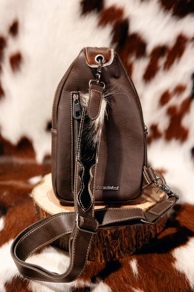 Treaty Cowhide Crossbody Sling Bag [Coffee]