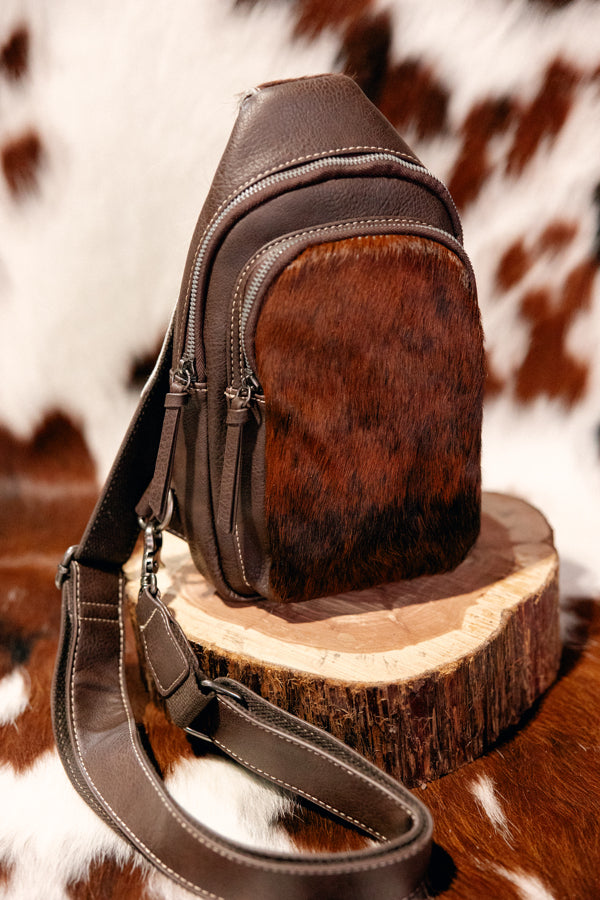 Treaty Cowhide Crossbody Sling Bag [Coffee]