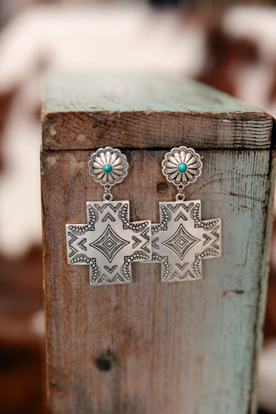 Beautifully crafted Trina Metal Aztec Post Earrings, ideal for Western-themed or elegant outfits