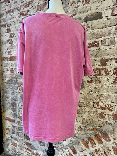 The reverse side of the Twain Cowgirl Mineral Washed Graphic Tee showing the soft pink Authentic Vintage Look.