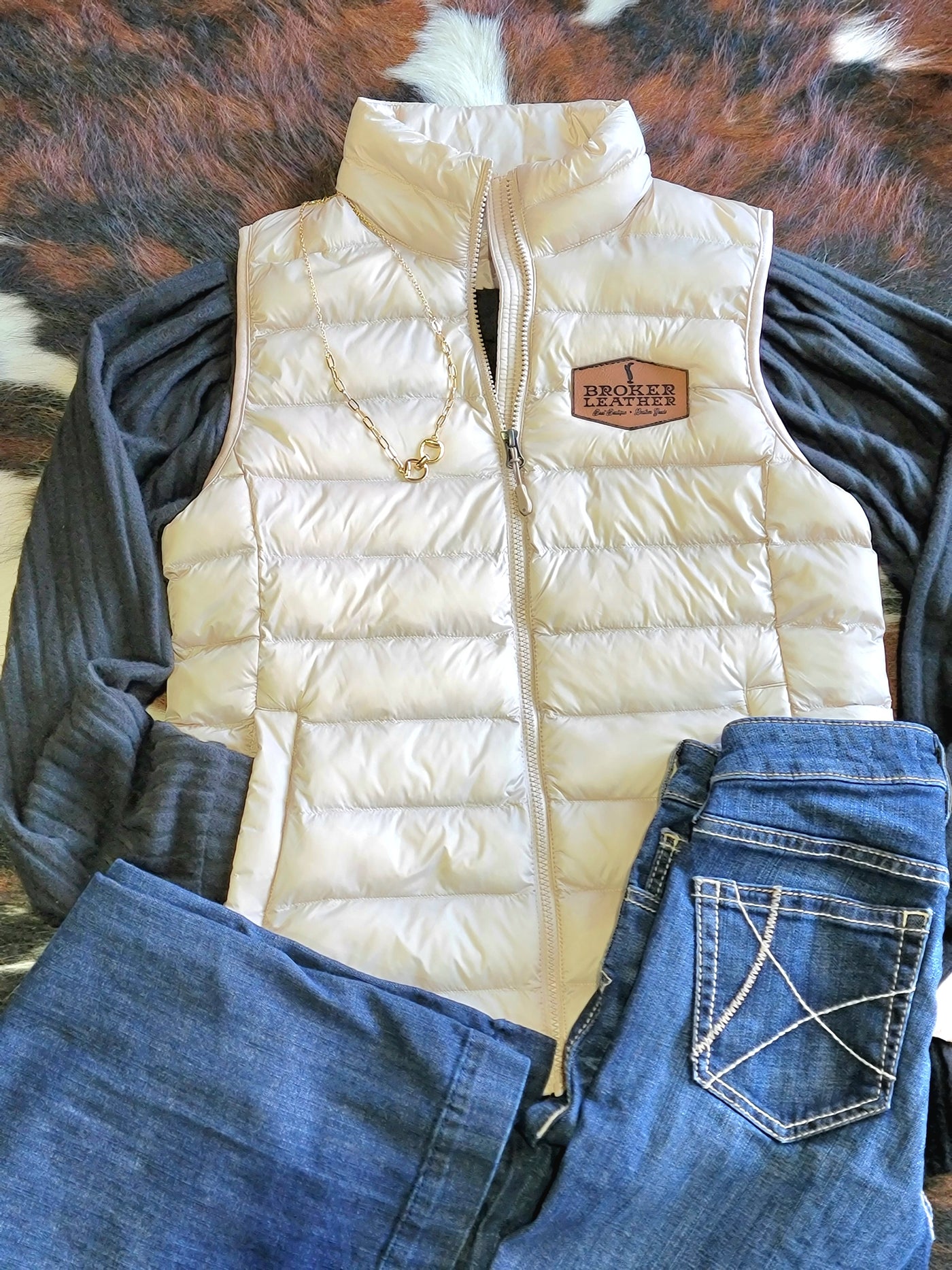 Vidalia Custom Broker Leather Patch Vest