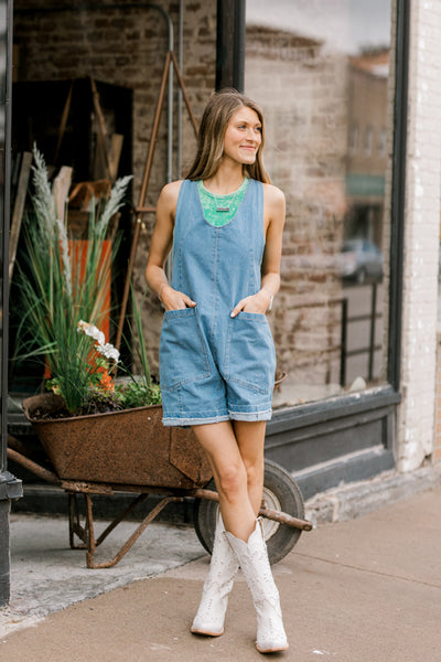 Vincent Denim Overall Shorts Jumpsuit Romper ✜ON SALE NOW✜