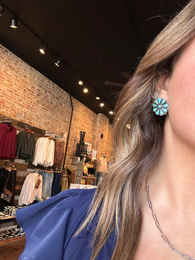 Watch Yourself Authentic Turquoise Cluster Earrings