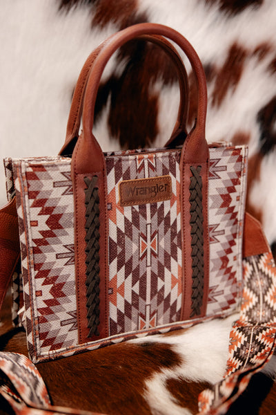 Wrangler Fiesta Canvas Aztec Print Crossbody [Brown]