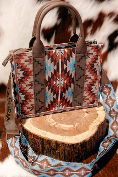 Wrangler Kirby Canvas Aztec Print Crossbody [Brown]