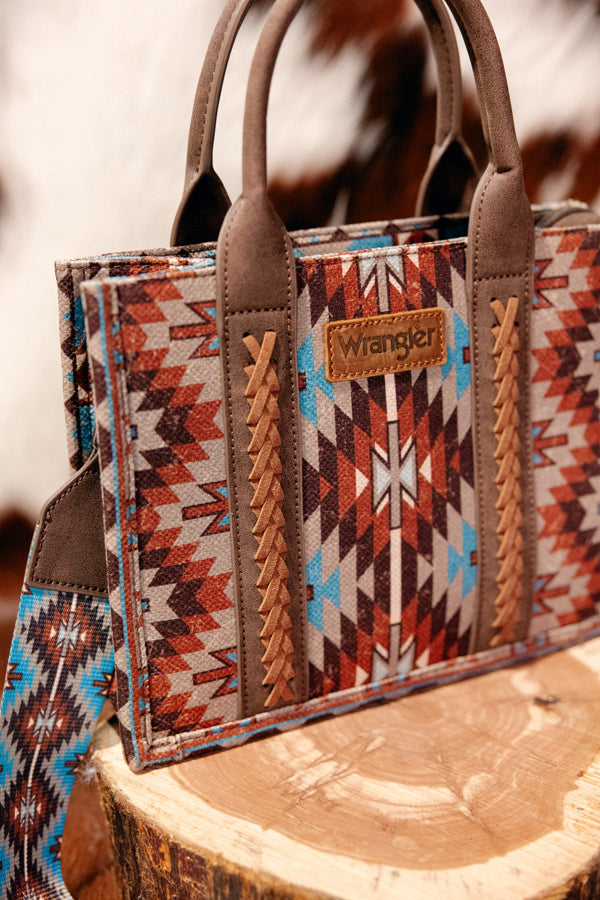 Wrangler Kirby Canvas Aztec Print Crossbody [Brown]