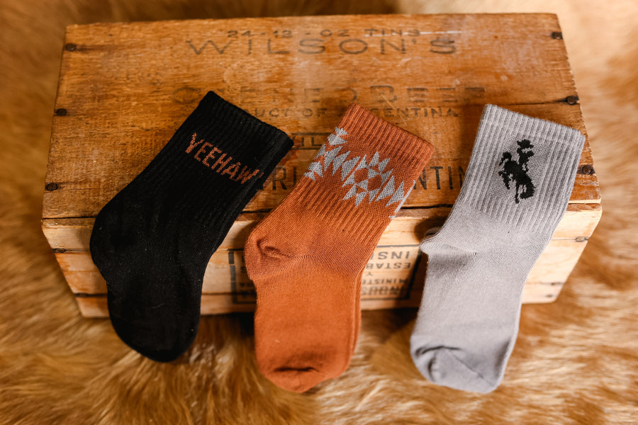 Zeke Set of 3 Western Socks [Neutrals]