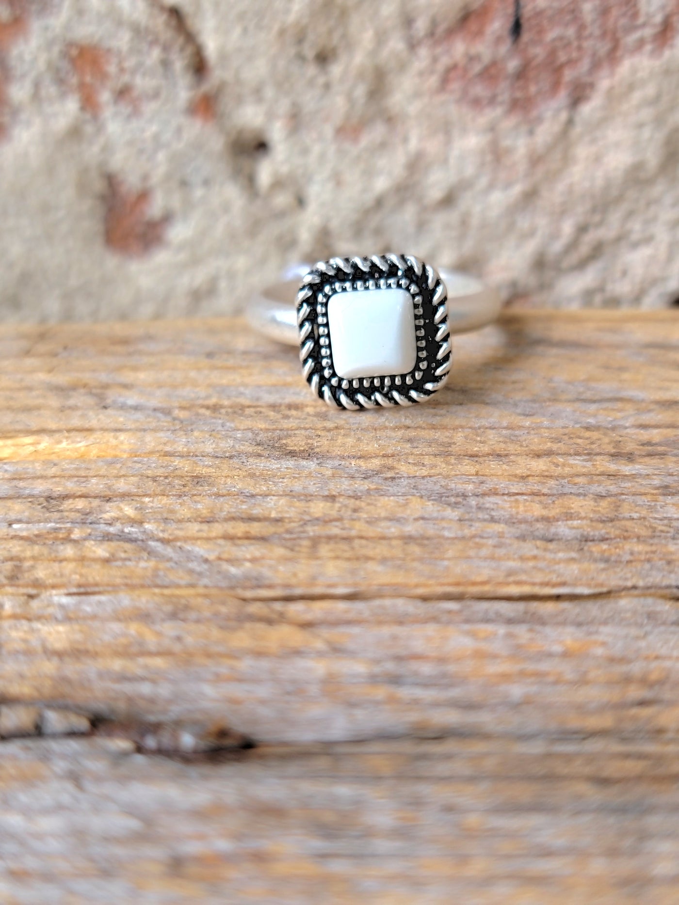 Zoom Faux White Buffalo Ring