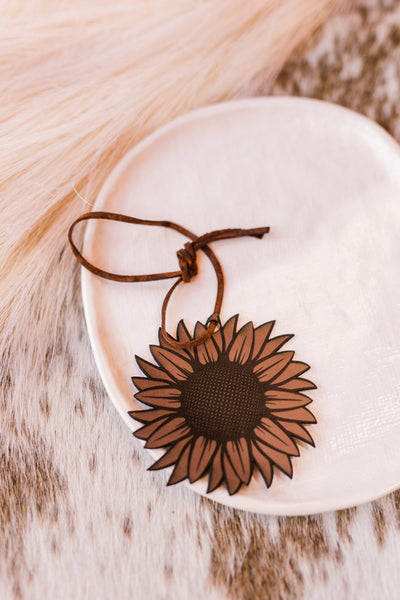 Sunflower Cutout Country Garden Refillable Leather Car Air Freshener