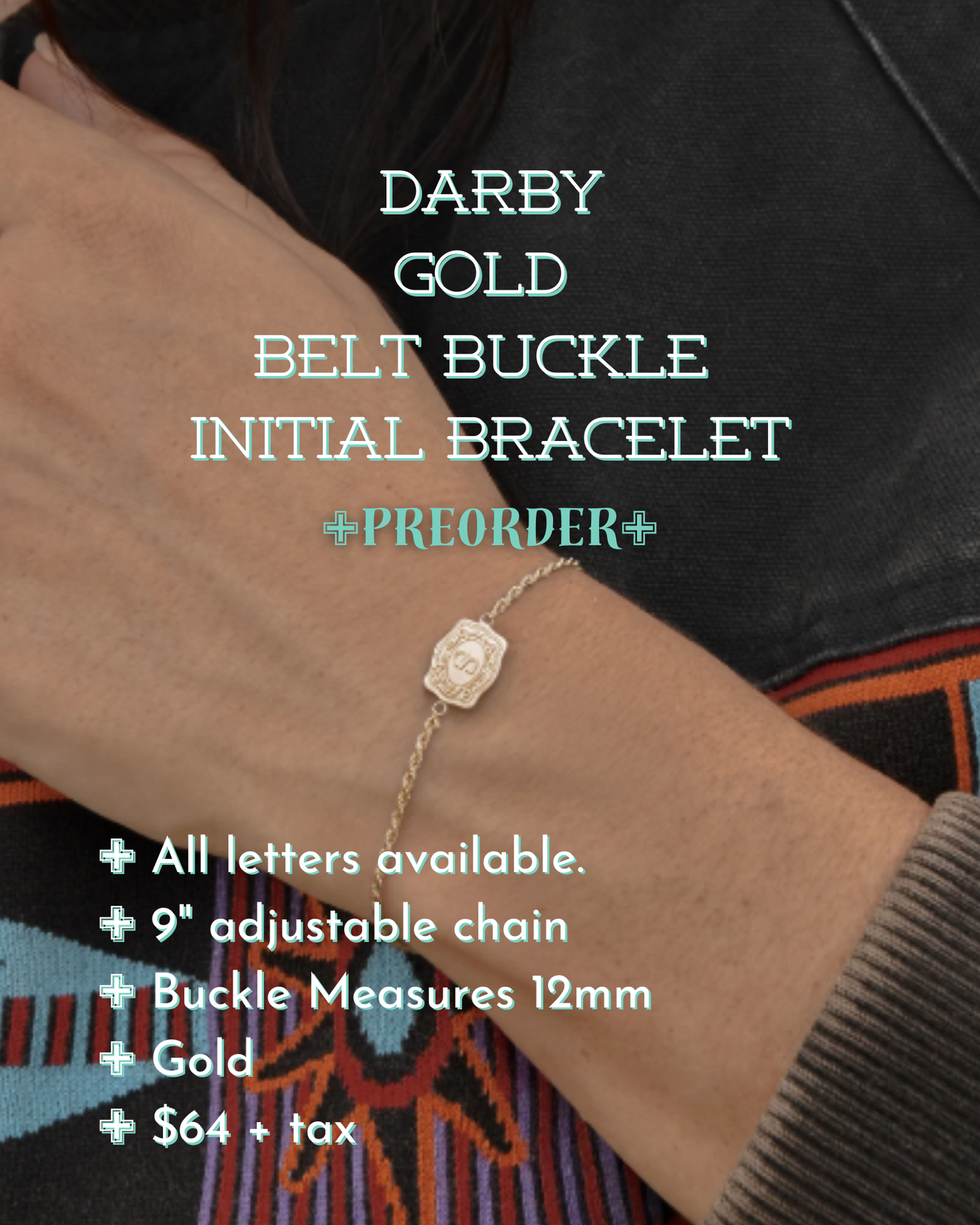 Darby Ultra Mini Belt Buckle Initial Bracelet ✙PREORDER✙ [GOLD]