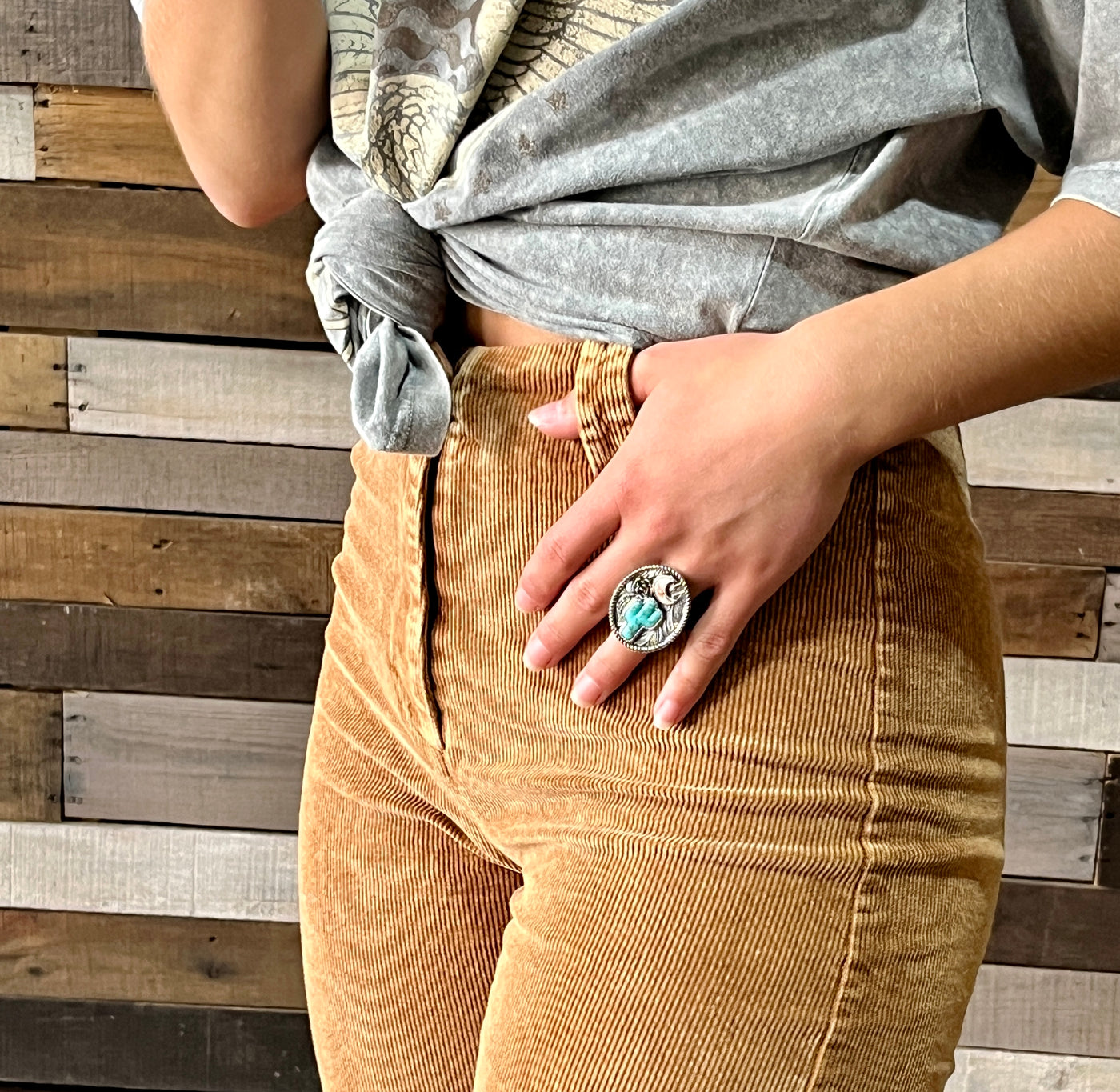 Danika Faux Turquoise Cactus Ring