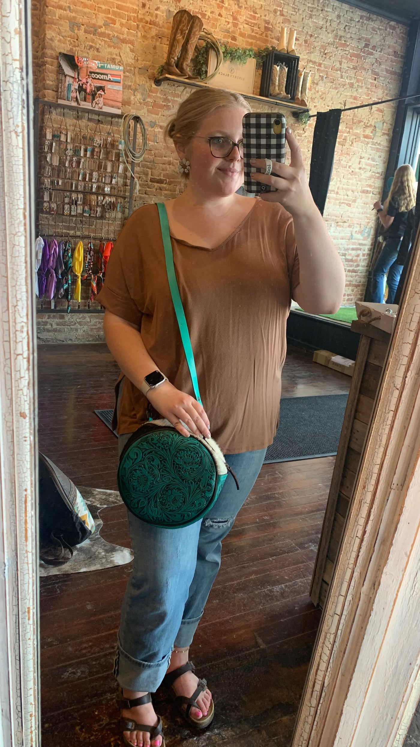 Kara Cowhide And Tooled Leather Canteen Bag