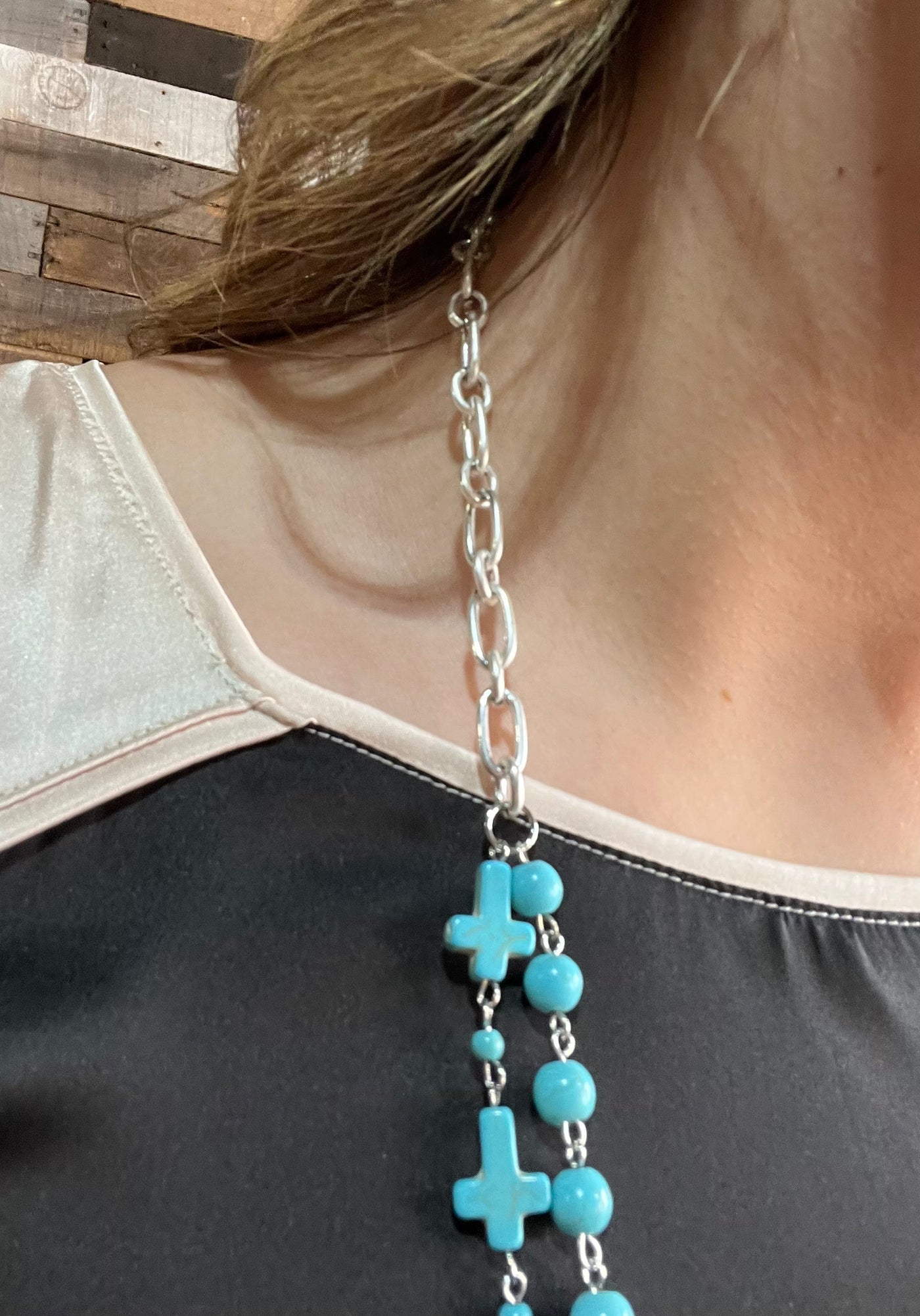 Liza Two Strand Turquoise Bead Necklace
