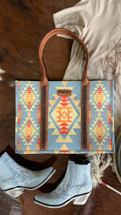 Wrangler Rita Canvas Aztec Print Tote Bag [Blue]