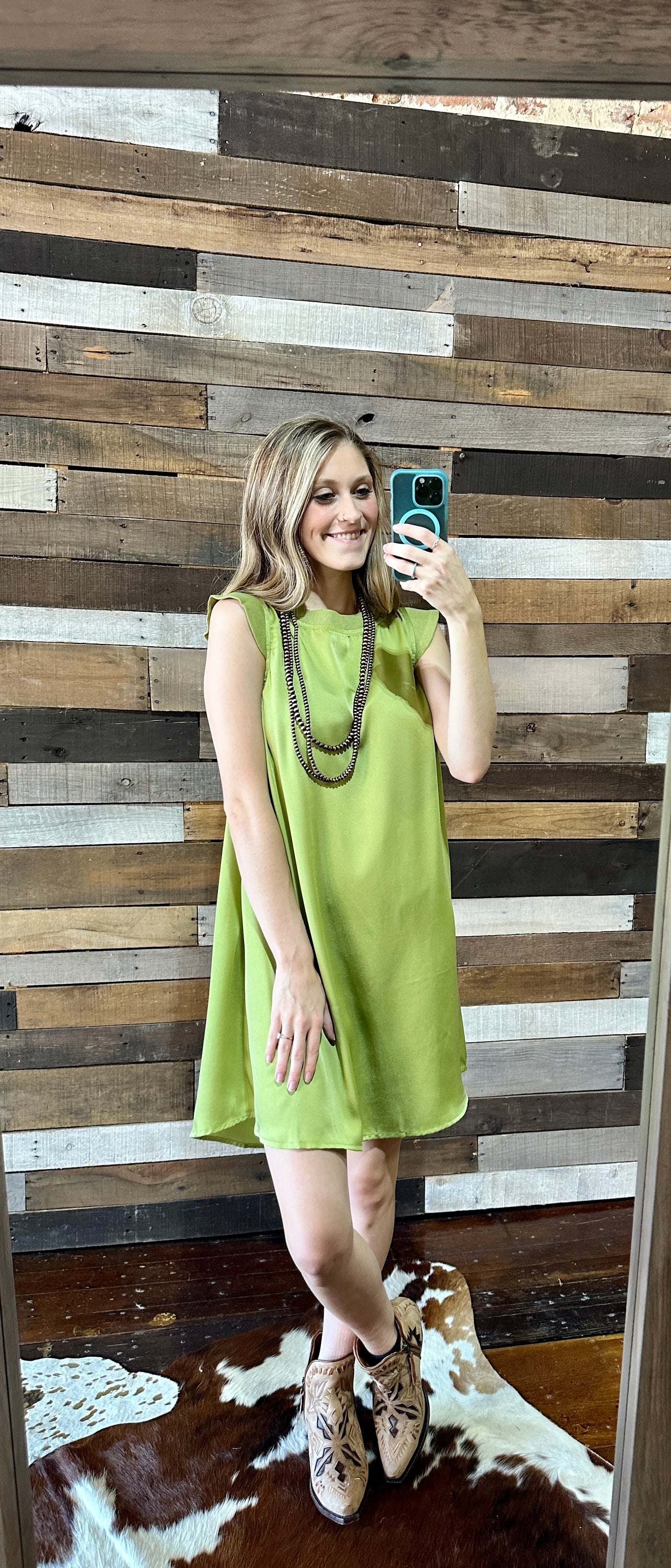 Orleans Satin Midi Dress [Pistachio]