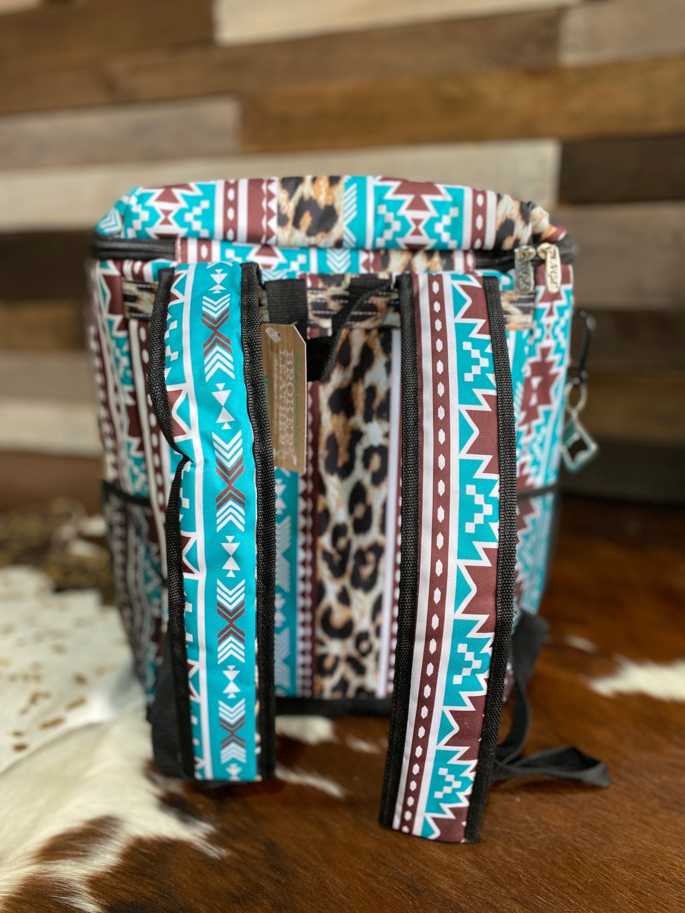 Maria Cow Print & Aztec Insulated Backpack Cooler ✜ON SALE NOW✜