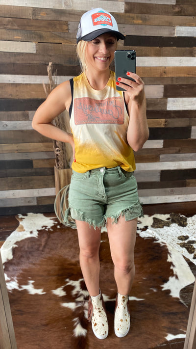 Karla High-Rise Denim Shorts [Olive] ✜ON SALE NOW✜