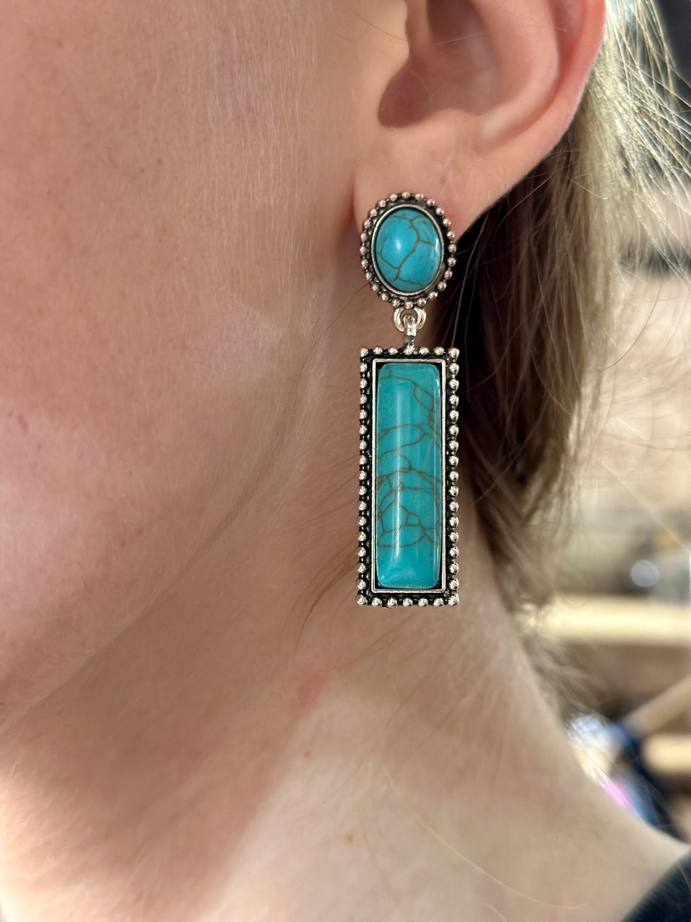 Greater Lakes Turquoise Drop Post Earrings