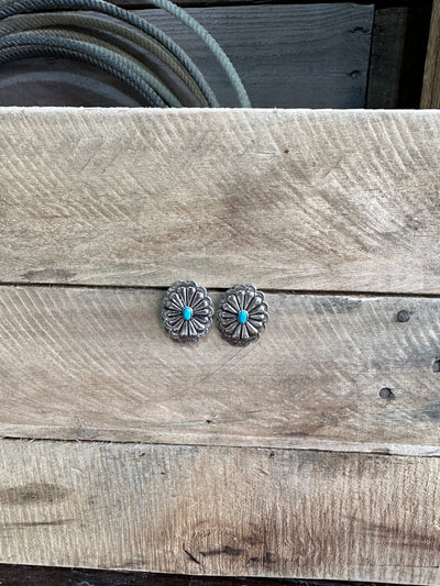 Lilly Silver Concho Stud Post Earrings