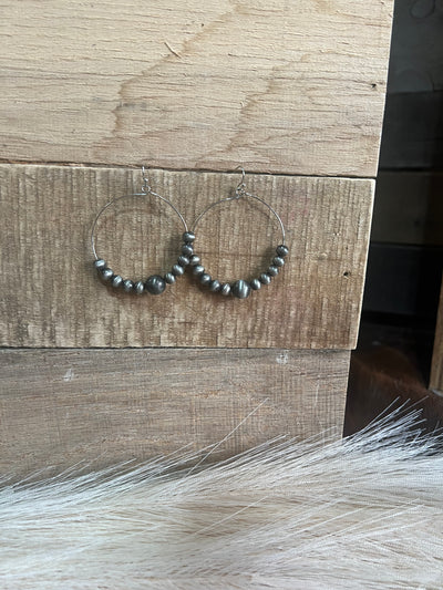 Eva Faux Navajo Pearl Hoop Earrings