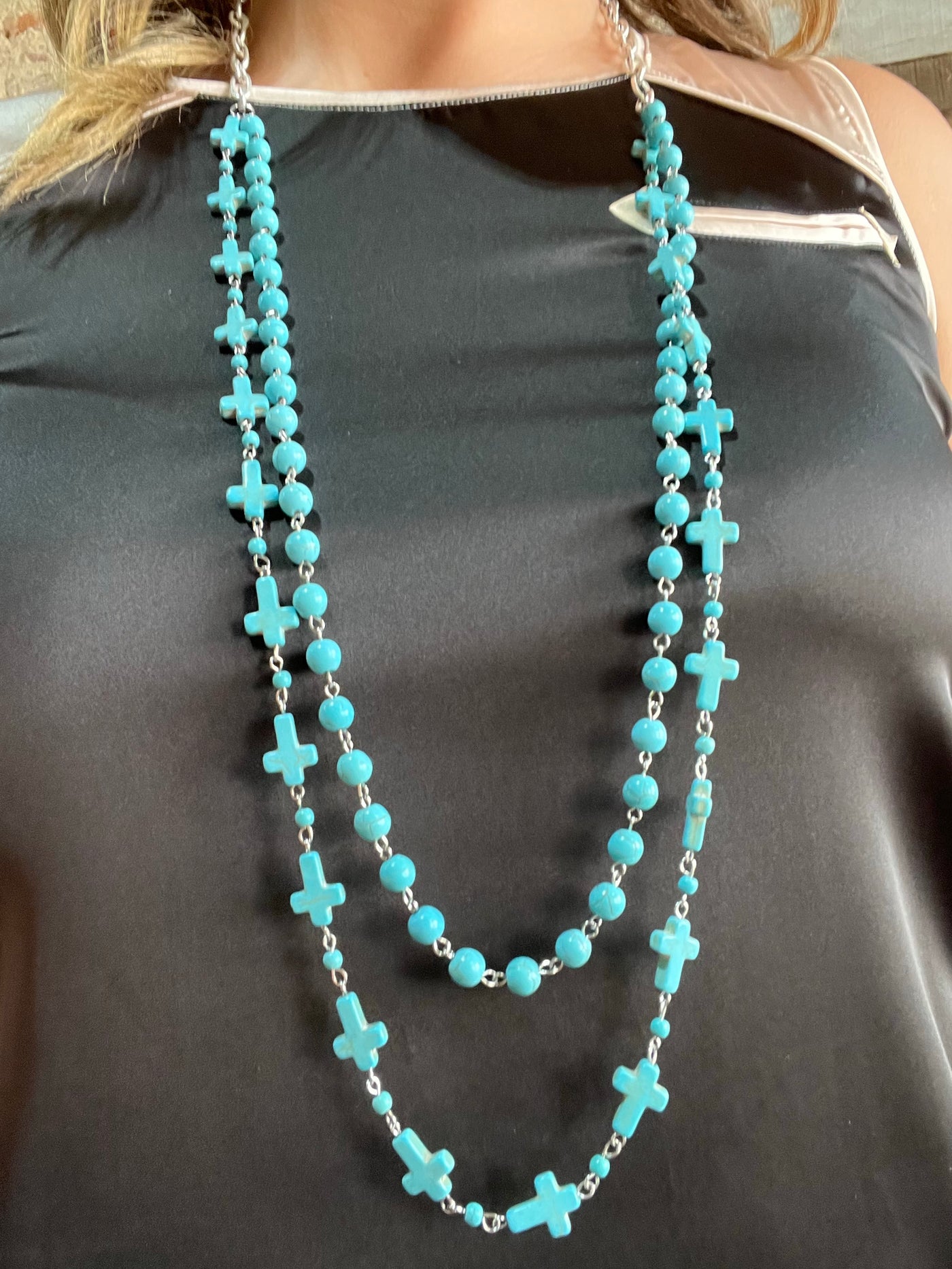 Liza Two Strand Turquoise Bead Necklace