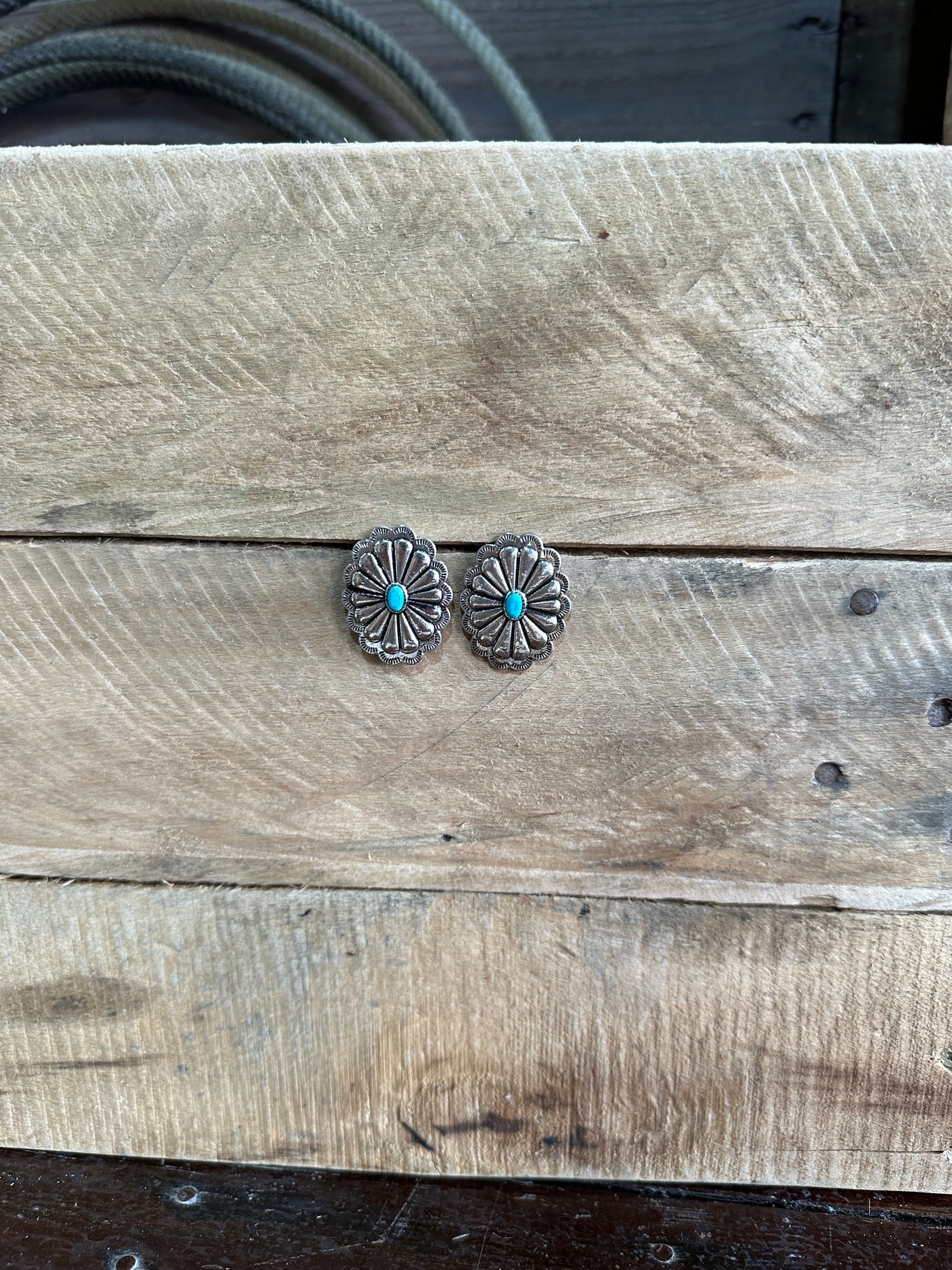 Lilly Silver Concho Stud Post Earrings