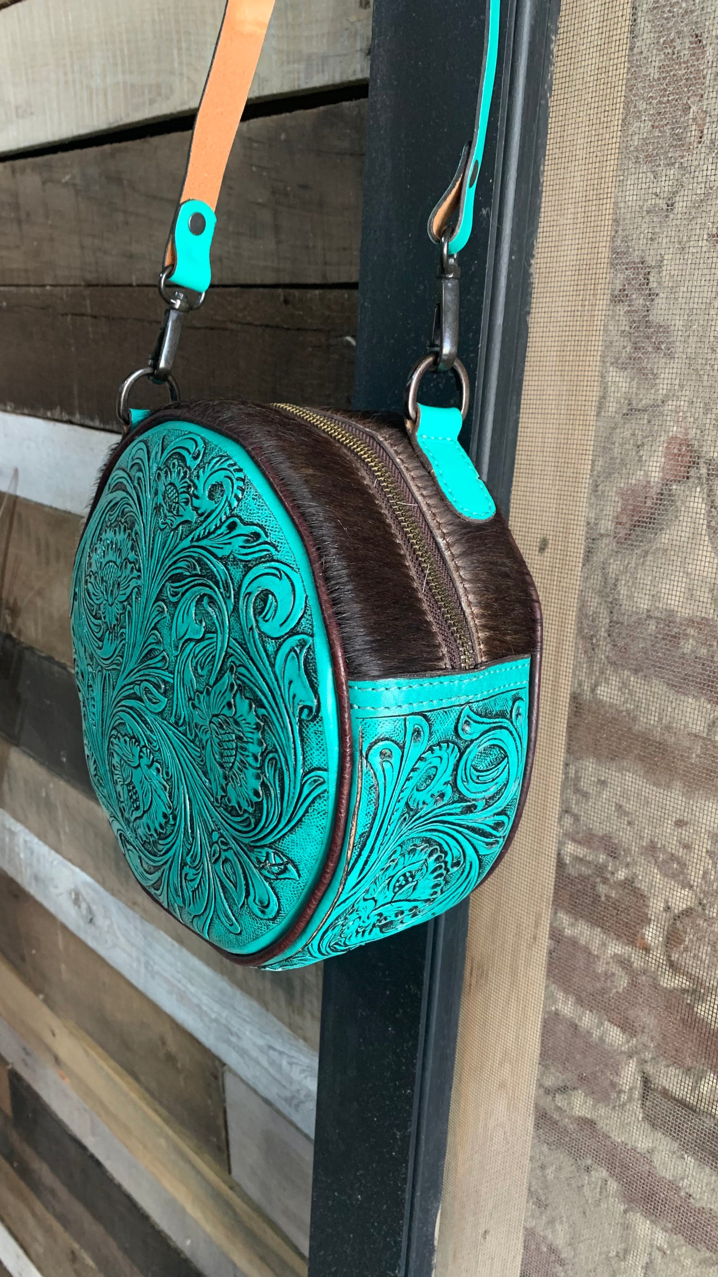 Kara Cowhide And Tooled Leather Canteen Bag