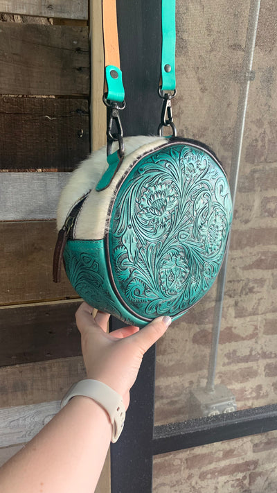 Kara Cowhide And Tooled Leather Canteen Bag
